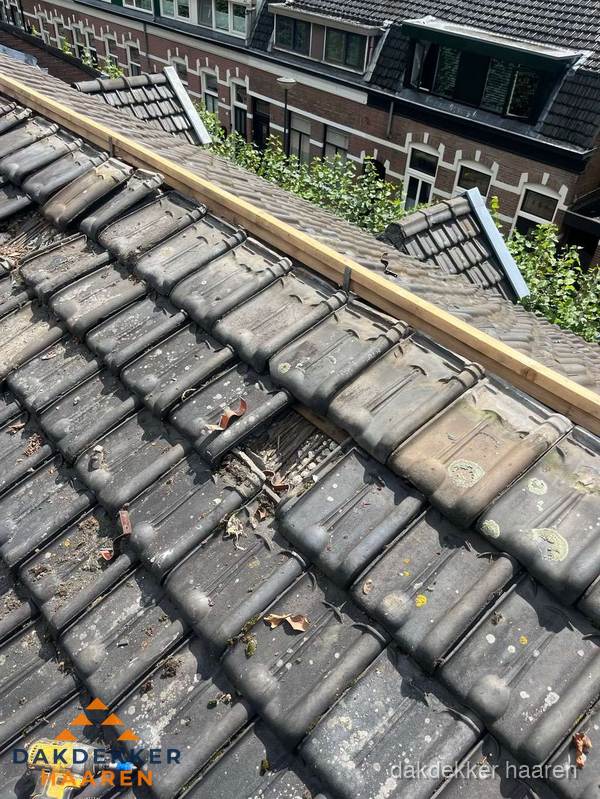 Dakonderhoud aan schuin pannendak met nokvernieuwing in Haaren